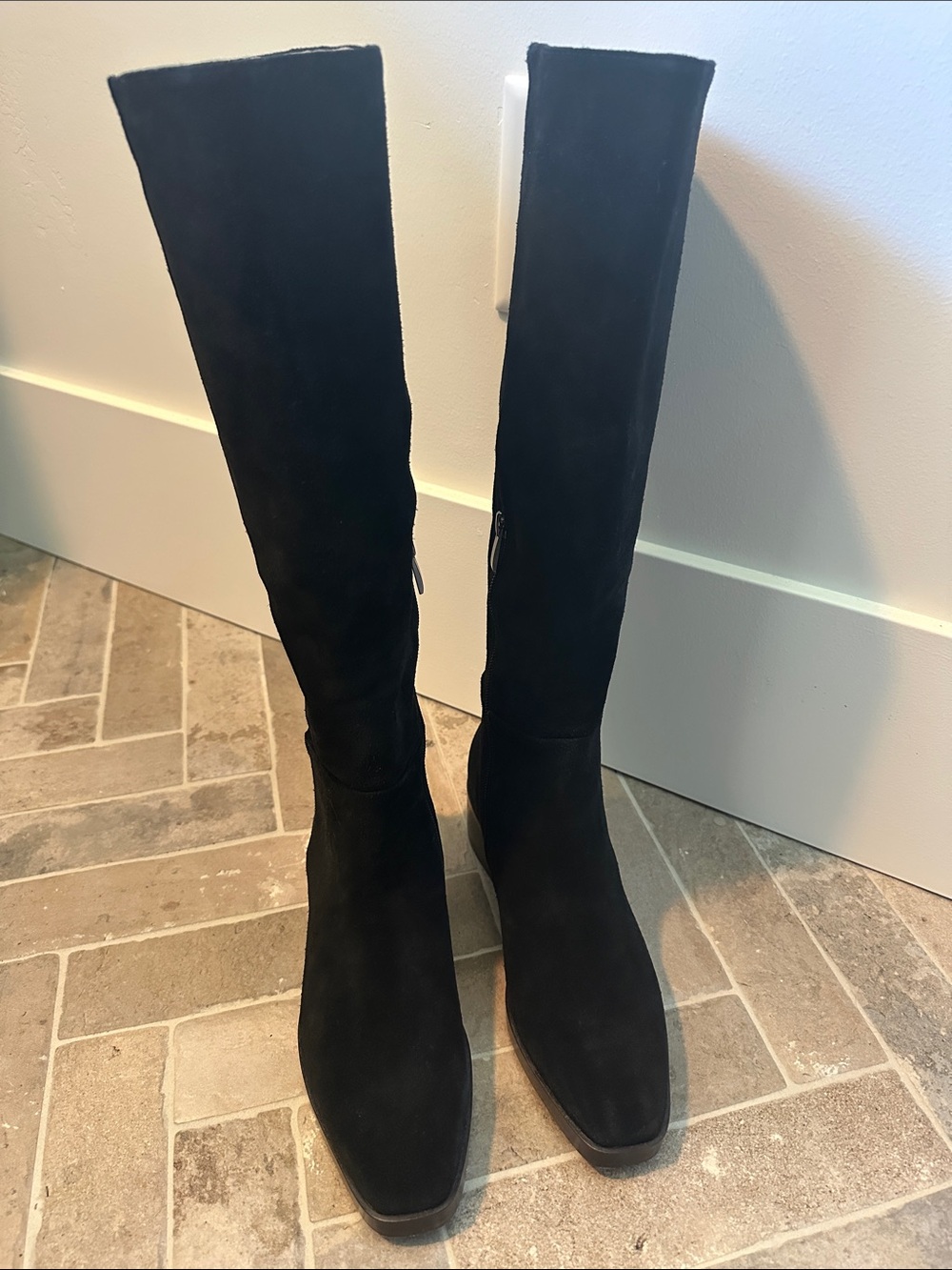 J. JILL Black Suede Knee-High Heeled Boots